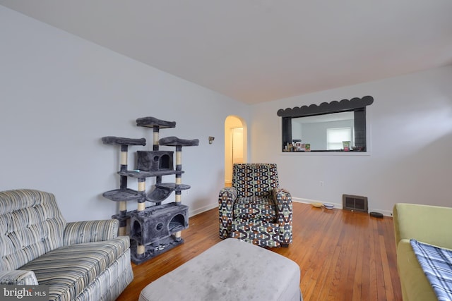 living area featuring hardwood / wood-style flooring