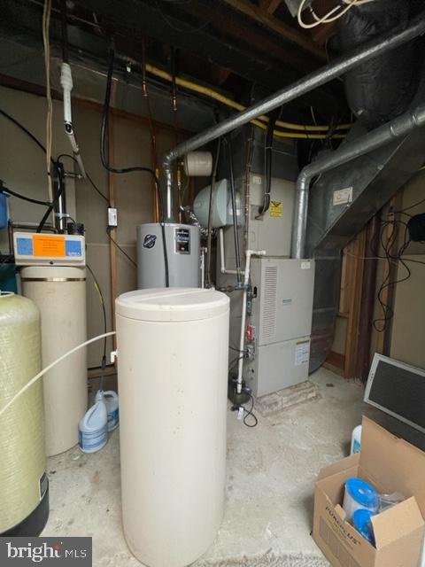 utility room with water heater