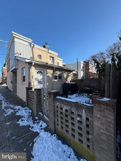 view of snow covered exterior