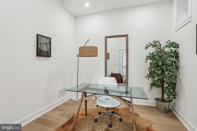 office space featuring light hardwood / wood-style flooring