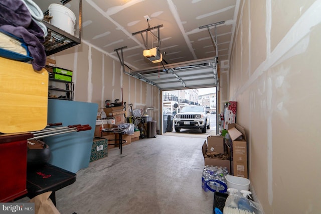 garage with a garage door opener