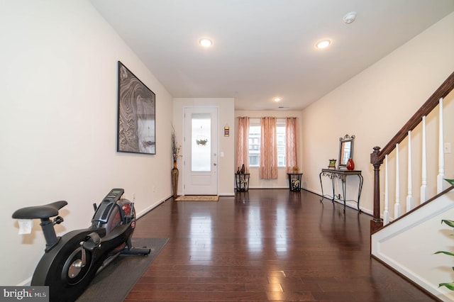 foyer featuring dark wood-type flooring