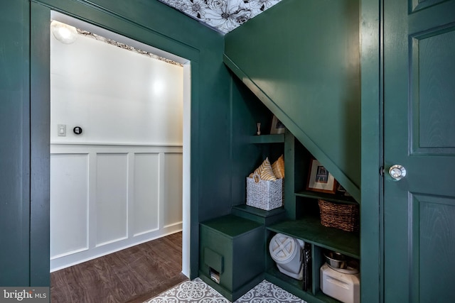 mudroom featuring wood-type flooring