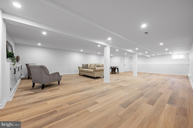 living room featuring light hardwood / wood-style flooring