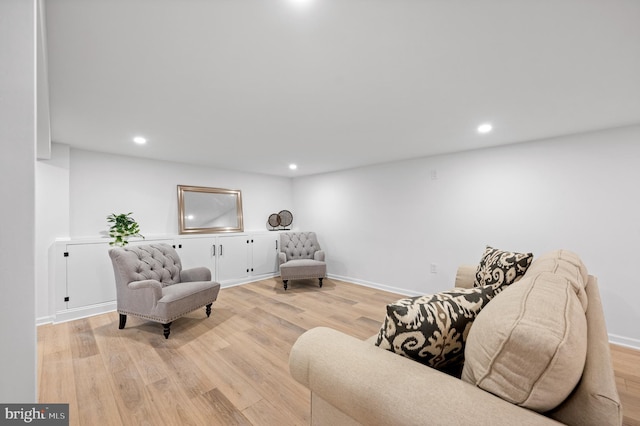 living room with light hardwood / wood-style floors