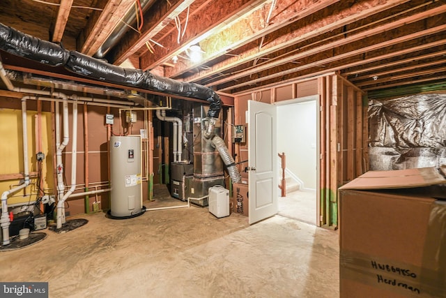 basement featuring water heater