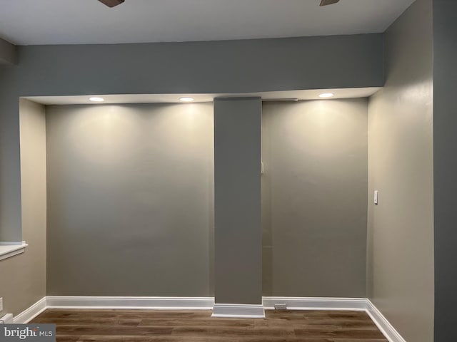 room details featuring ceiling fan and hardwood / wood-style floors