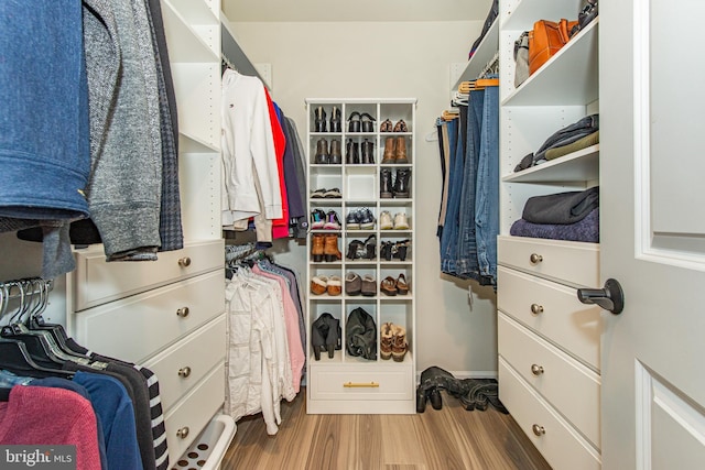 walk in closet featuring hardwood / wood-style floors