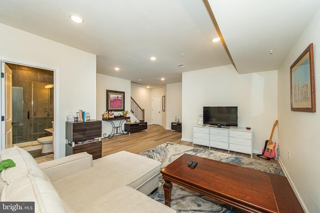 living room featuring light hardwood / wood-style flooring