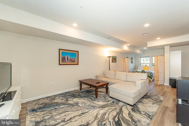 living room featuring light hardwood / wood-style flooring