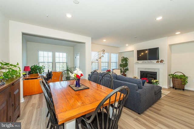 dining space featuring light hardwood / wood-style floors