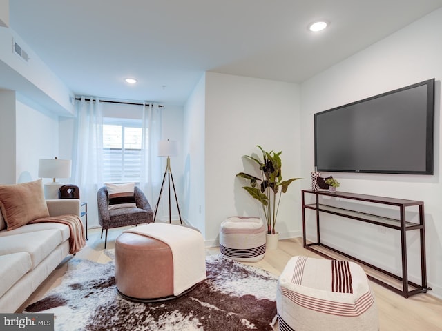 living room featuring light hardwood / wood-style flooring