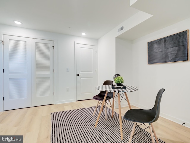 office area with light wood-type flooring