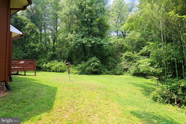 view of yard with a deck