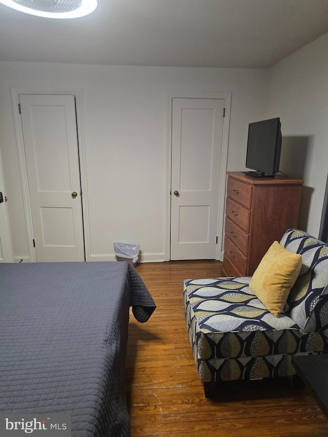 bedroom with wood-type flooring