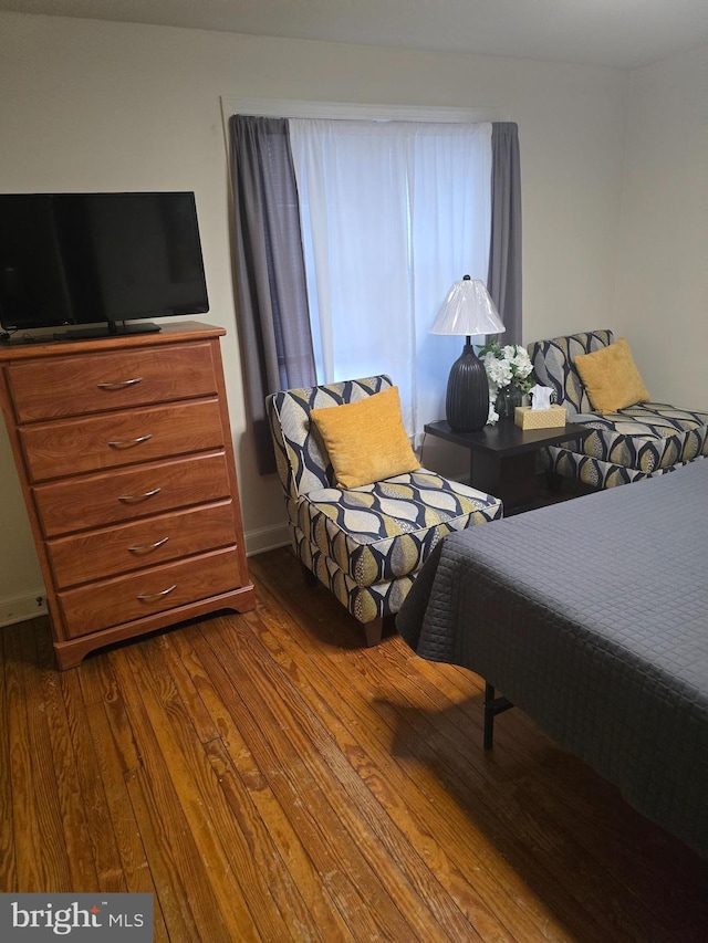 bedroom with hardwood / wood-style floors