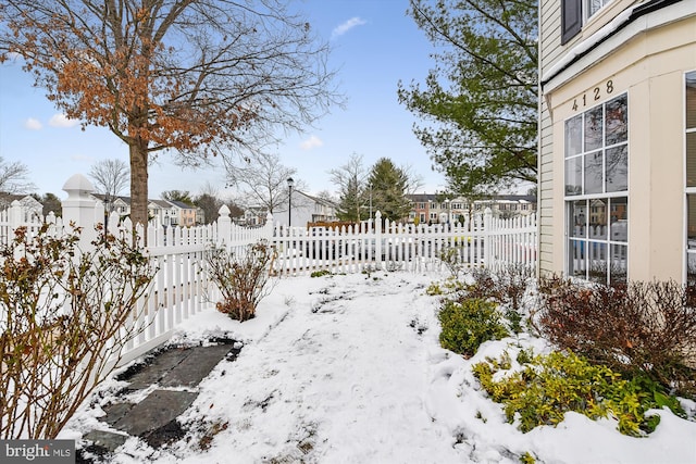 view of yard covered in snow