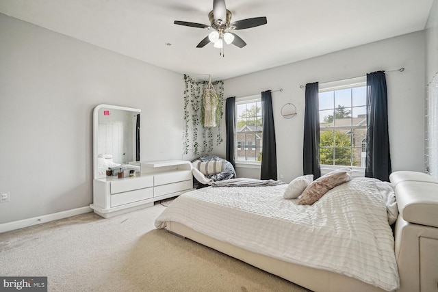 bedroom with carpet flooring and ceiling fan