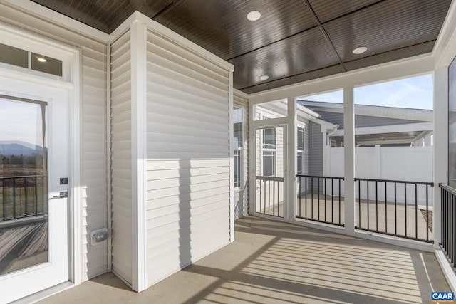 view of unfurnished sunroom