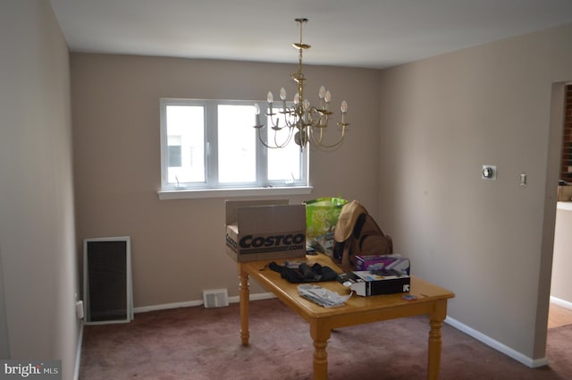 interior space with a chandelier