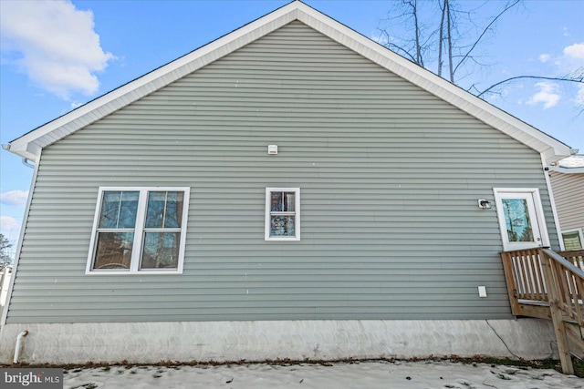 view of snow covered property