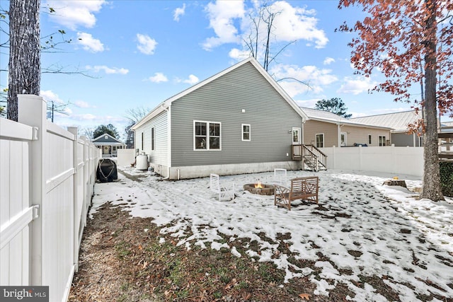 view of snow covered property