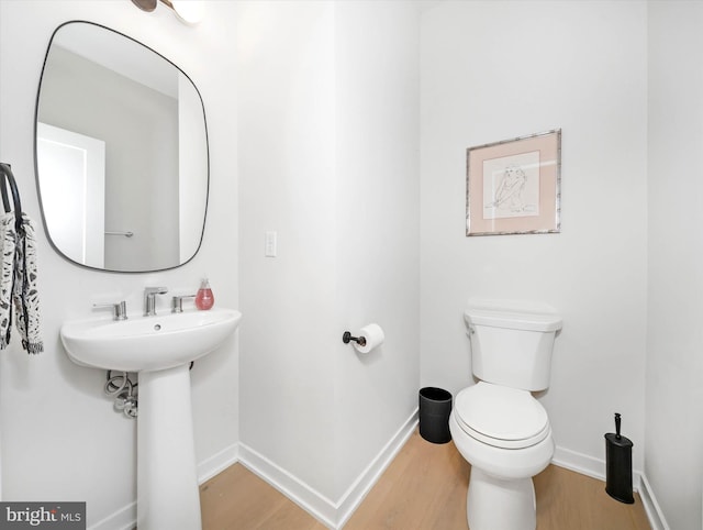 bathroom featuring toilet and hardwood / wood-style flooring