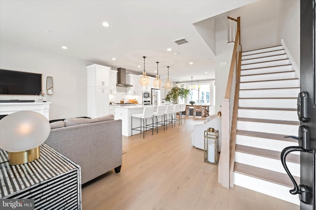 living room featuring light hardwood / wood-style flooring