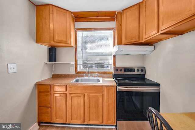 kitchen with sink and electric stove