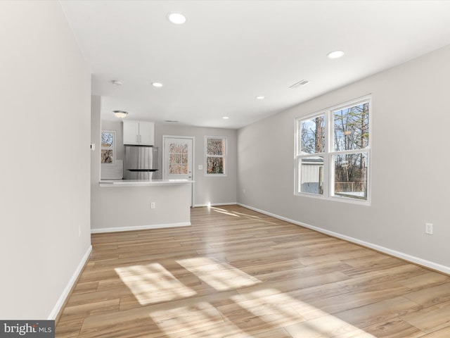 unfurnished living room featuring light hardwood / wood-style floors