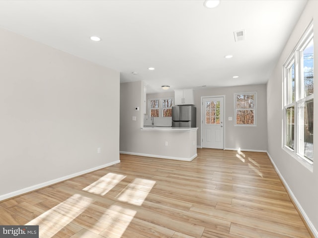 unfurnished living room featuring light hardwood / wood-style floors