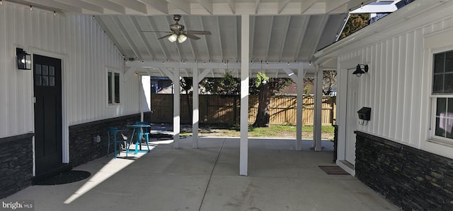 view of patio / terrace featuring ceiling fan