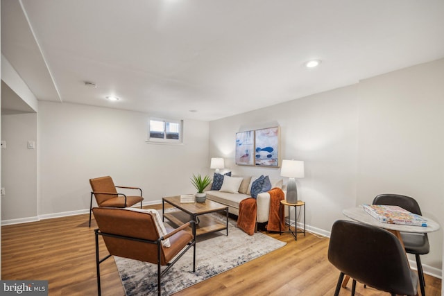 living room featuring light hardwood / wood-style floors