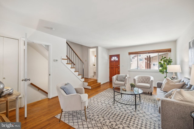 living room featuring light wood-type flooring