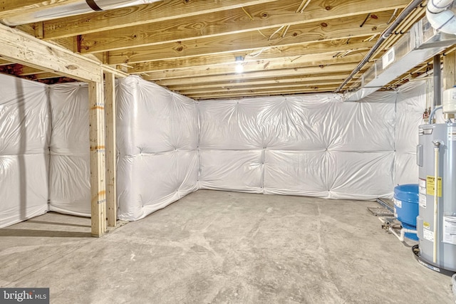 basement featuring water heater