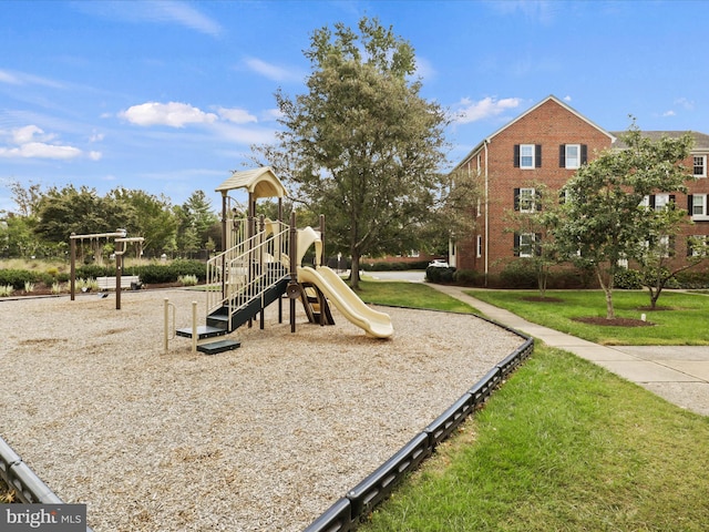 view of playground with a yard