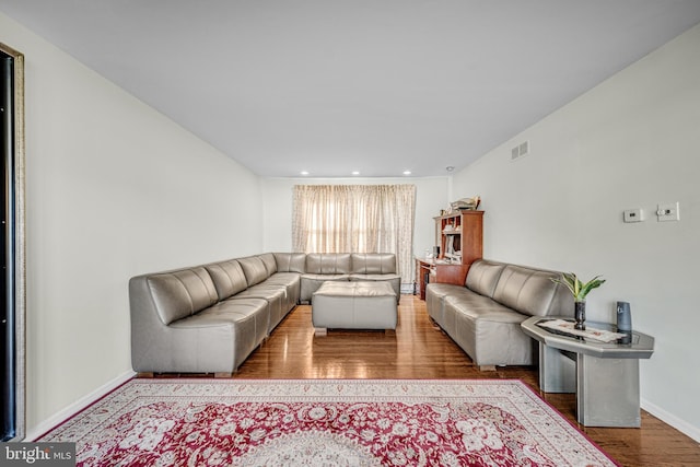 living room with hardwood / wood-style floors