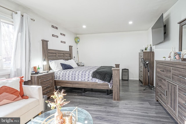 bedroom featuring dark wood-type flooring