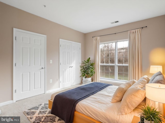 carpeted bedroom featuring a closet