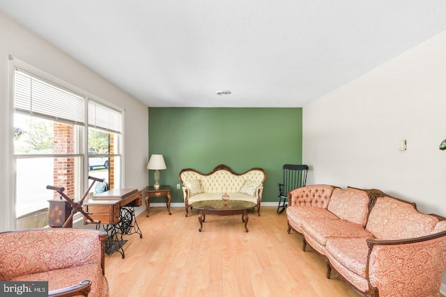 living area featuring light hardwood / wood-style floors