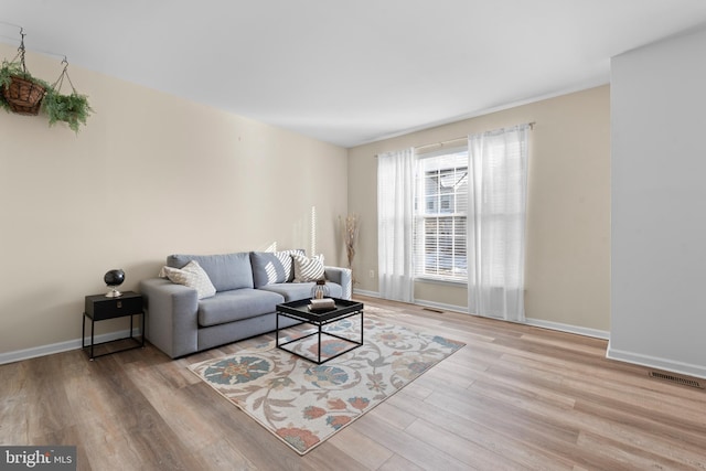 living room with light wood-type flooring