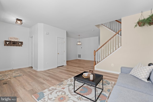 living room featuring light hardwood / wood-style floors