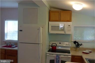 kitchen with sink and white appliances