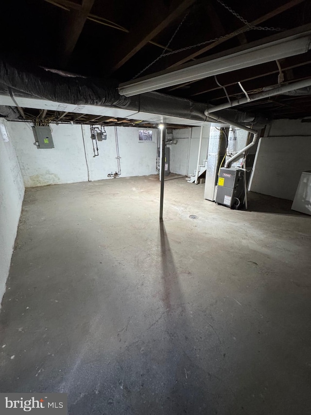 basement with electric panel