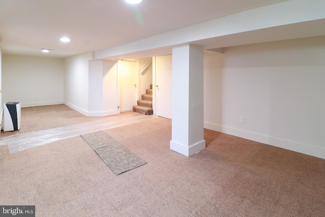 basement featuring carpet floors