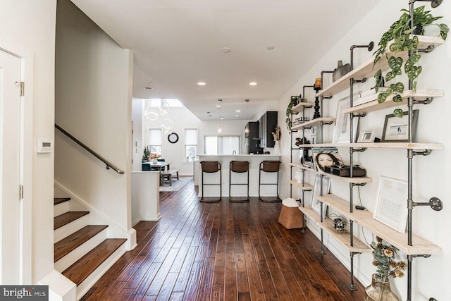 interior space featuring dark wood-type flooring