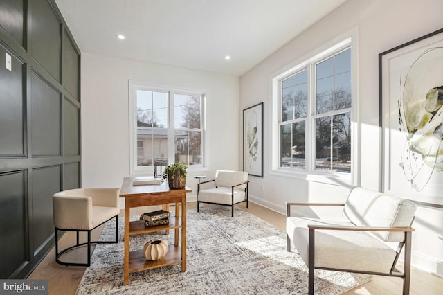 interior space with light hardwood / wood-style floors