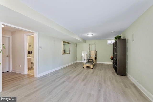 unfurnished room with light hardwood / wood-style flooring