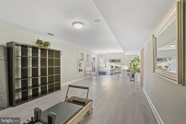 interior space with light hardwood / wood-style flooring