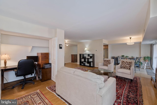 living room featuring light hardwood / wood-style flooring